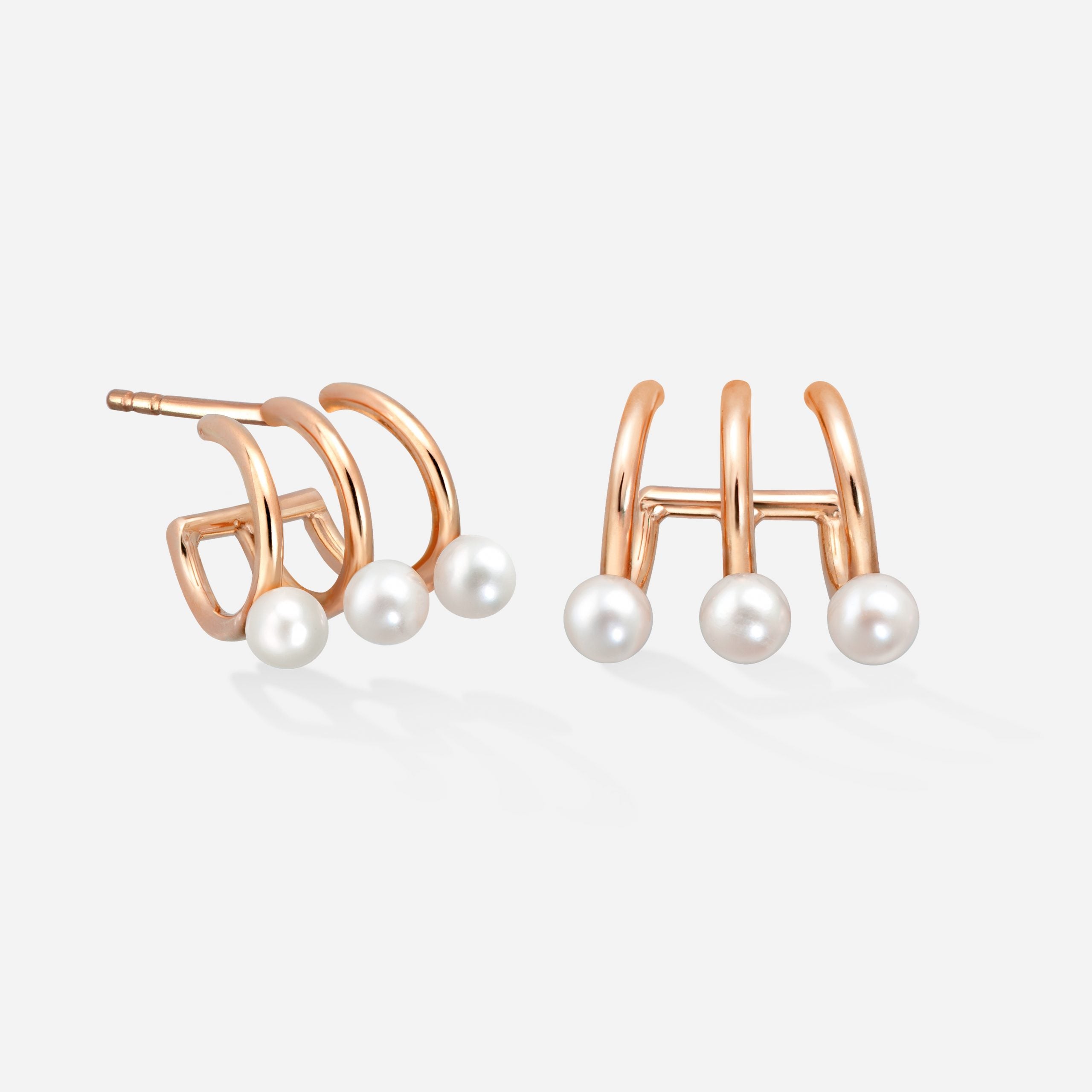 PENDIENTES TRIPLE ARO PERLAS