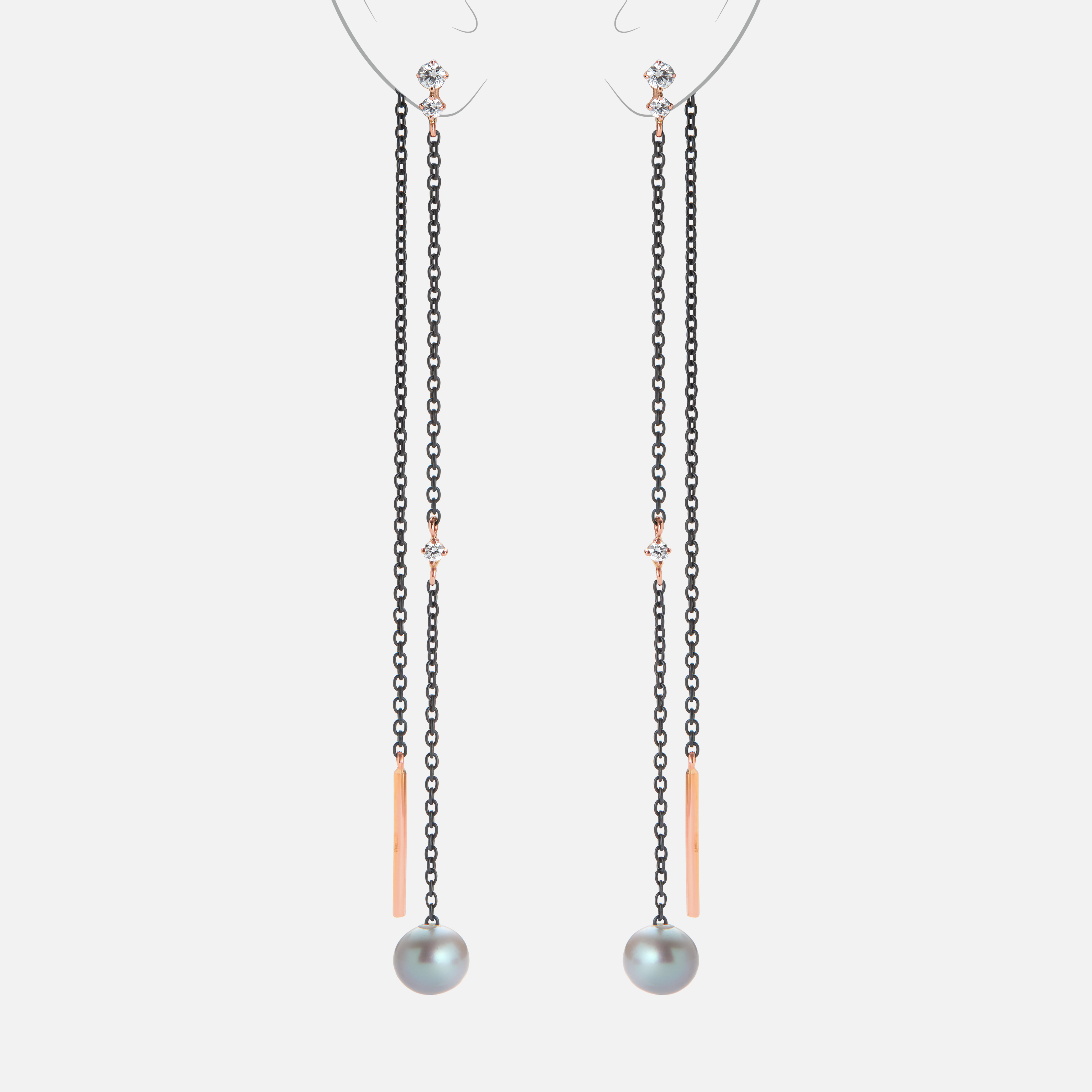 Pendientes Balance largos perla ÉCLAT NOIR
