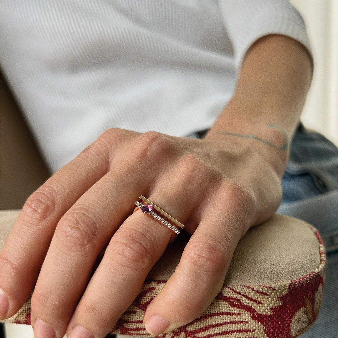 Anillo HÉRITÉ Amatista Doble