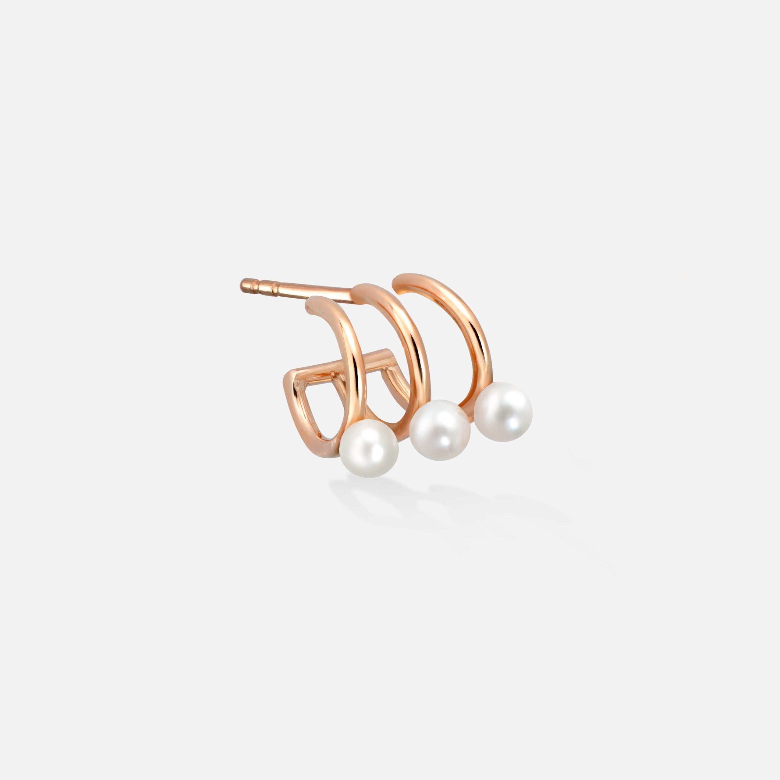 TRIPLE PEARL HOOP EARRING