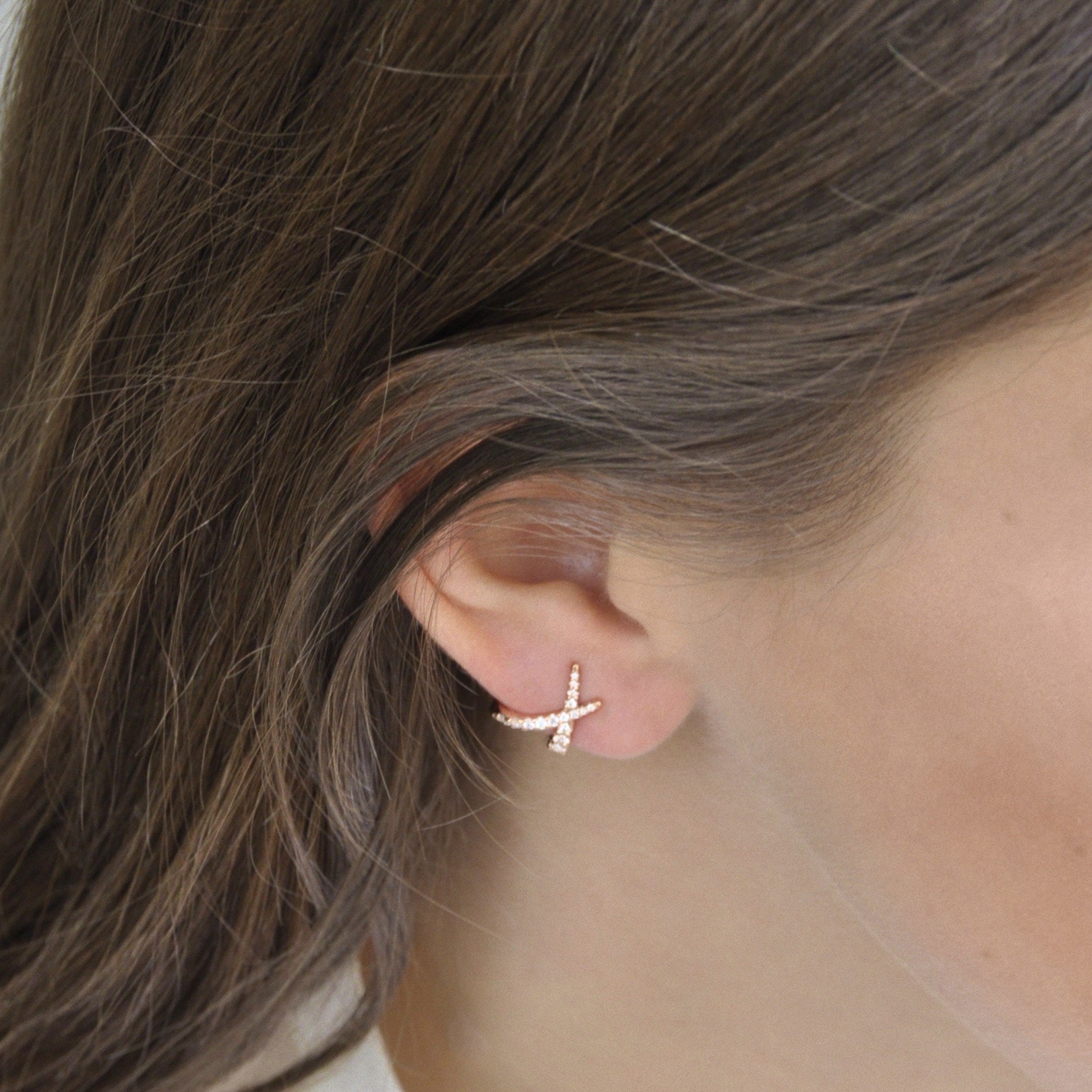 Garden of Air diamond crossover earring